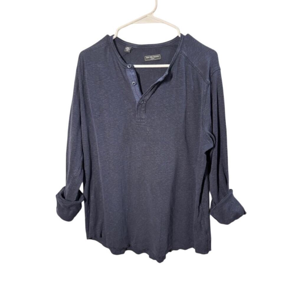 Saks Fifth Ave Navy Blue Henley Longsleeve Top Size M